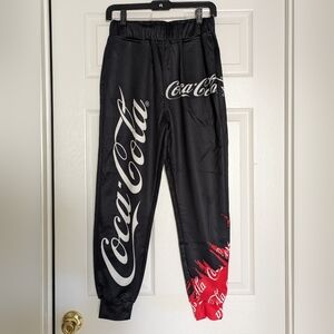 Black and Red Coca Cola Sweatpants, Trackpants with Pockets Polyester